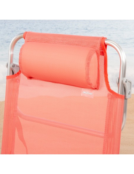 Cadeira de praia baixa multiposições 47x49x82 cm coral