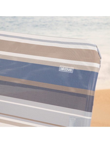 Cadeira de praia alta com múltiplas posições, 47x67x110 cm, listrada