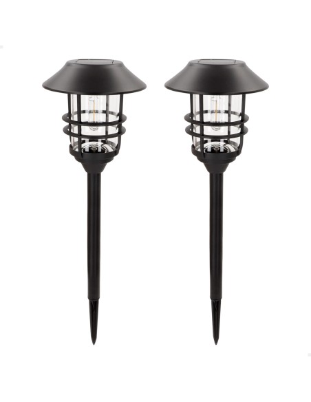 Conjunto de 2 balizas solares LED com luz quente 6 lúmens IP44