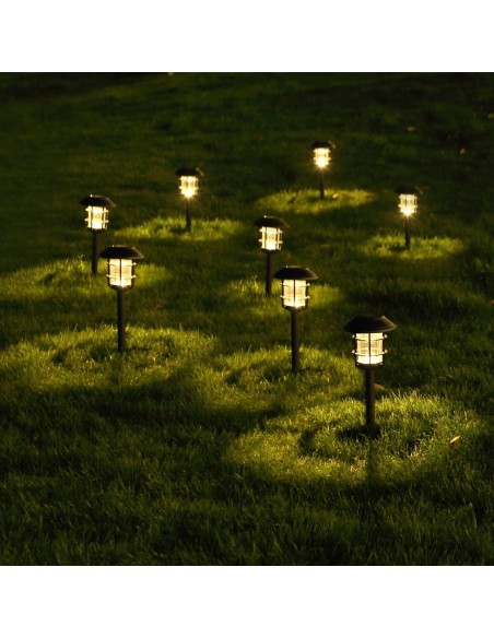 Conjunto de 2 balizas solares LED com luz quente 6 lúmens IP44