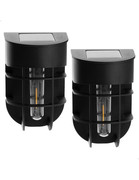 Conjunto de 2 candeeiros de parede solares LED 6 lúmens