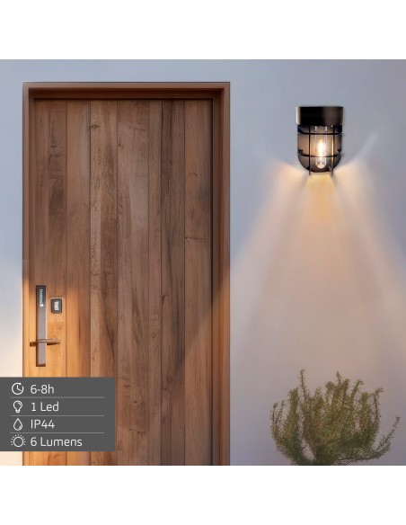 Conjunto de 2 candeeiros de parede solares LED 6 lúmens