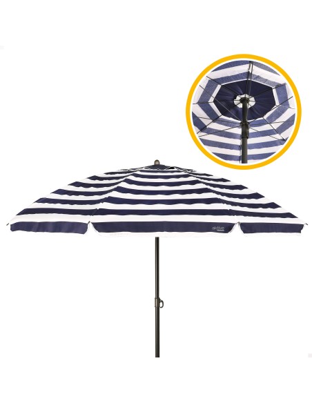 Guarda-sol de praia 8 varas 200 cm guarda-sol com riscas de marinheiro