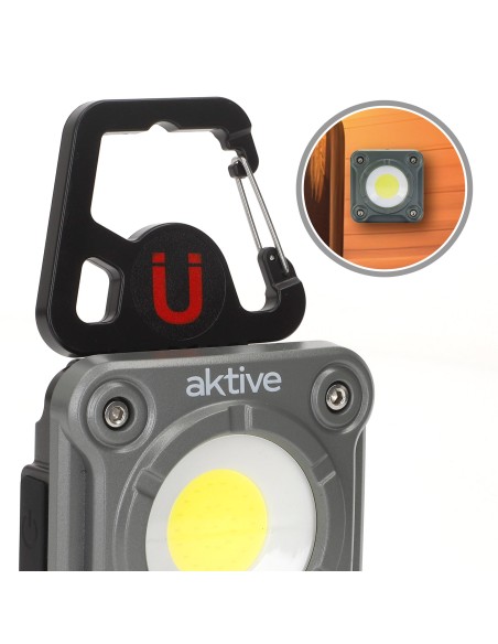 Projetor LED portátil de 1000 lúmens com clip, base magnética e USB