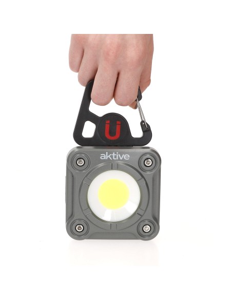 Projetor LED portátil de 1000 lúmens com clip, base magnética e USB