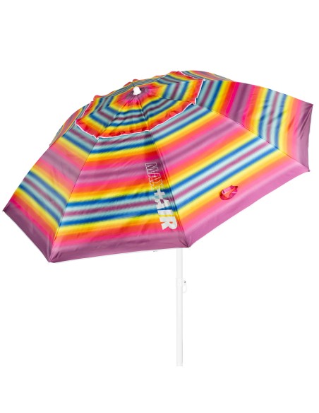 Chapéu de praia corta-vento 8 varas 240 cm riscas multicoloridas