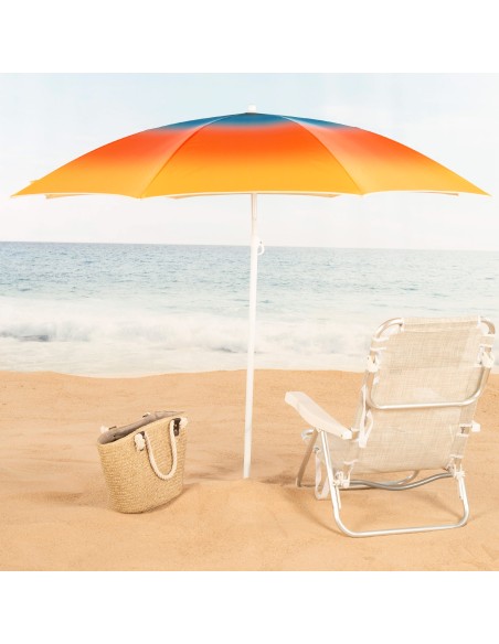Guarda-sol de praia 8 varas 200 cm multicolorido