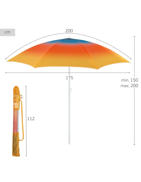 Guarda-sol de praia 8 varas 200 cm multicolorido