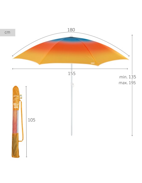 Guarda-sol de praia 8 varas 180 cm multicolorido