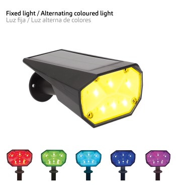 Farol solar LED, luz fixa e colorida, 5-10 lúmens 2
