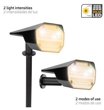 Farol solar LED luz quente com 2 intensidades 5-10 lumens 2