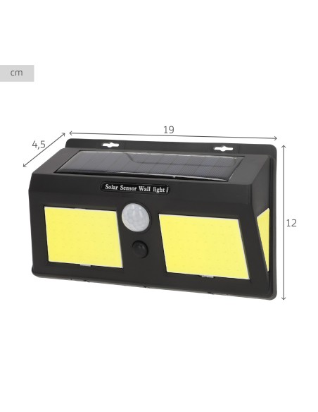 Luminária de parede solar LED de 500 lúmens com sensor de movimento e 3 modos de luz