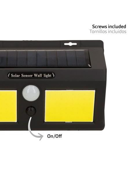 Luminária de parede solar LED de 500 lúmens com sensor de movimento e 3 modos de luz