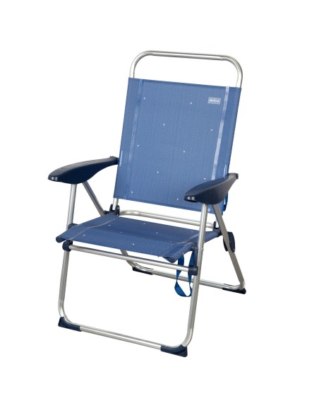 Cadeira de praia alta multiposições 48x60x100 cm azul marinho