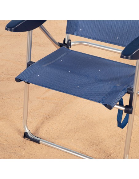 Cadeira de praia alta multiposições 48x60x100 cm azul marinho
