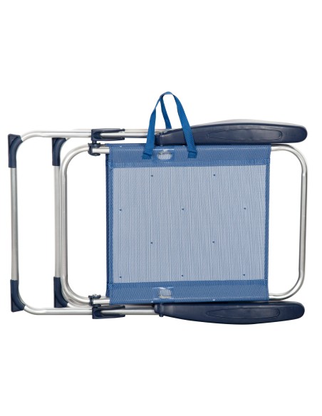 Cadeira de praia alta multiposições 48x60x100 cm azul marinho