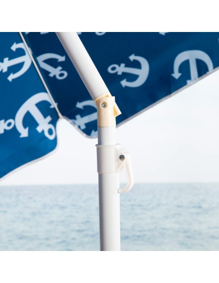 Chapéu de praia corta-vento 8 varas 220 cm azul com âncoras
