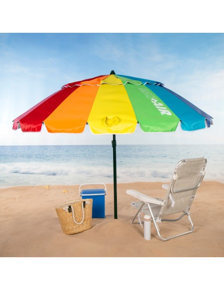 Sombrilla playa antiviento 16 varillas 220 cm multicolor