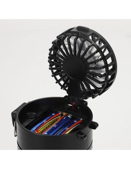 Lanterna LED 2 em 1 operada por bateria e ventilador de acampamento de 270 lúmens com alça