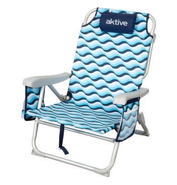 Cadeira de praia baixa XL multiposições 50x58x80 cm azul