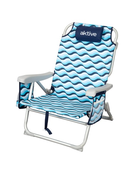 Cadeira de praia baixa XL multiposições 50x58x80 cm azul