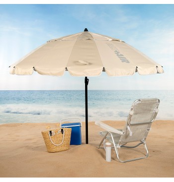 Guarda-chuva de praia corta-vento 16 varas 220 cm bege 2