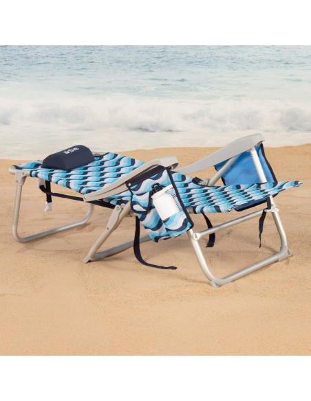 Cadeira de praia baixa XL multiposições 50x58x80 cm azul
