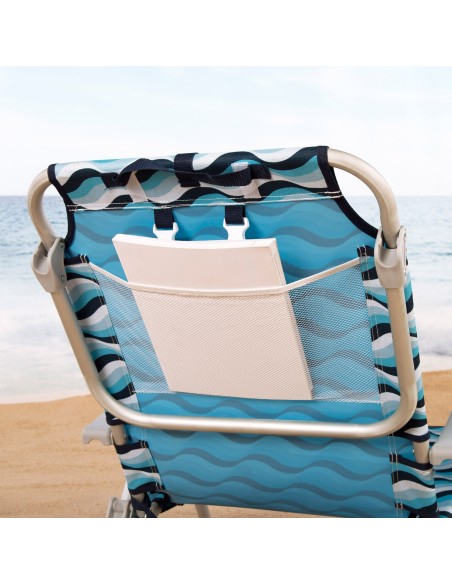 Cadeira de praia baixa XL multiposições 50x58x80 cm azul