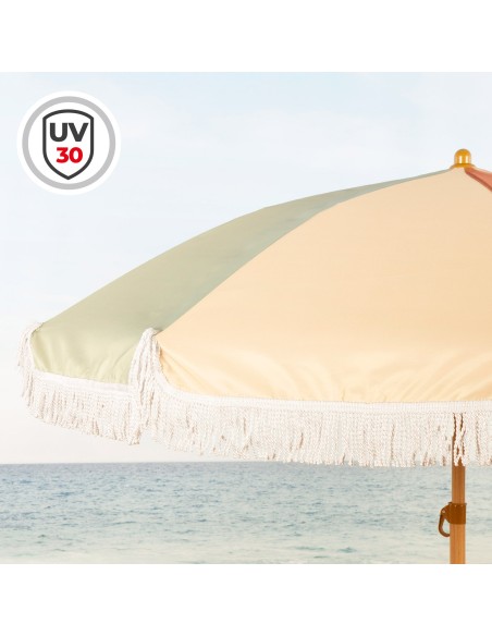 Guarda-sol de 8 varas 200 cm multicolorido com franja