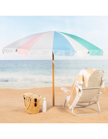 Guarda-sol de praia arco-íris de 8 nervuras e 200 cm