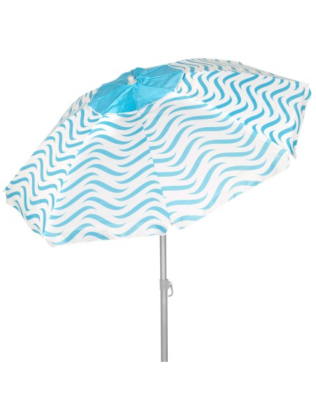 Guarda-chuva de praia à prova de vento 8 varas 220 cm ondas