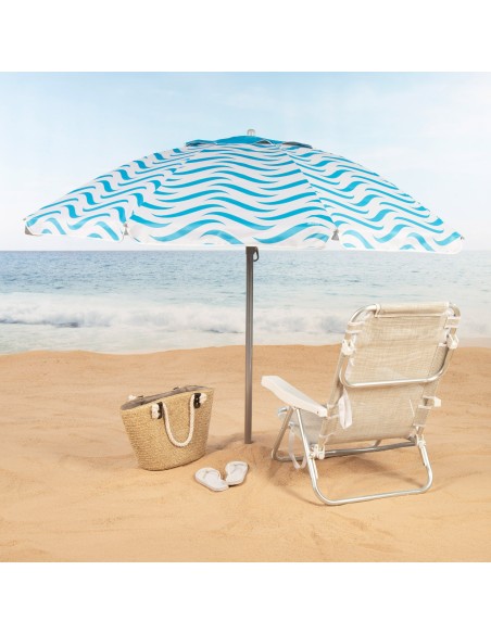 Guarda-sol de praia à prova de vento 8 varas 200 cm ondas