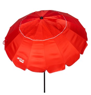 Guarda-sol de praia anti-vento 16 varetas 220 cm vermelho