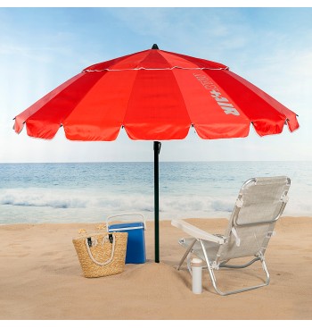 Guarda-sol de praia anti-vento 16 varetas 220 cm vermelho 2