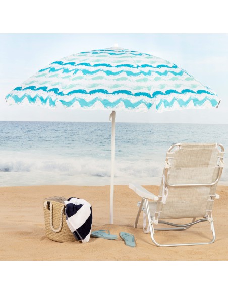 Guarda-sol de praia 8 varas 200 cm ondas