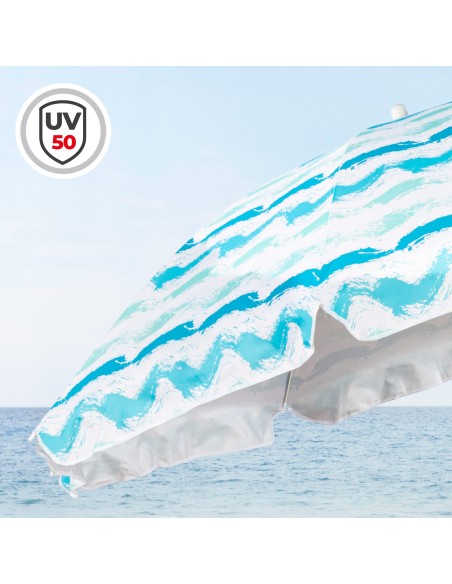 Guarda-sol de praia 8 varas 200 cm ondas