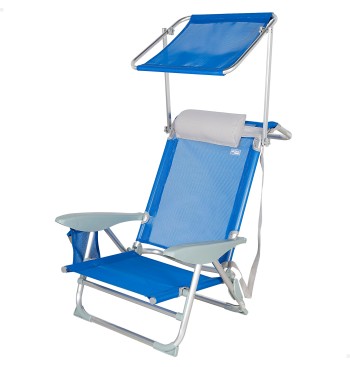 Cadeira de praia baixa multiposições 47x43x67 cm azul com...