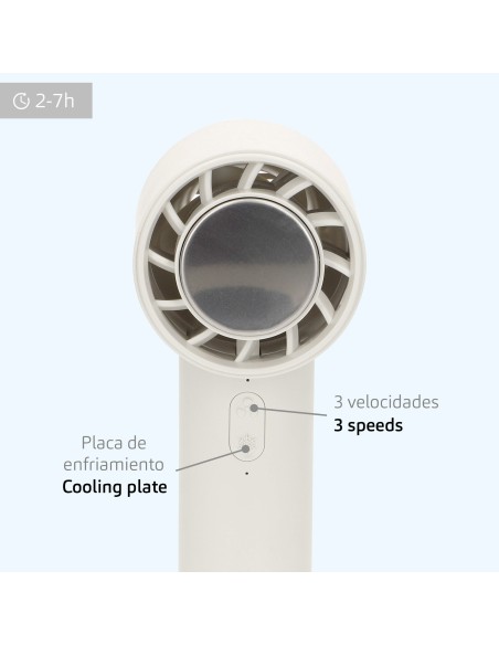 Ventilador portátil recarregável branco 3 velocidades