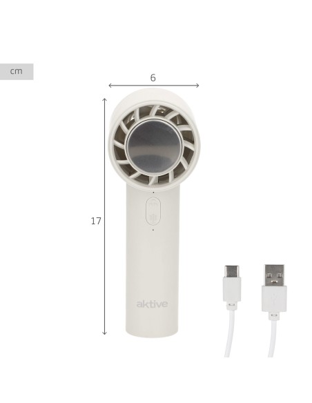 Ventilador portátil recarregável branco 3 velocidades