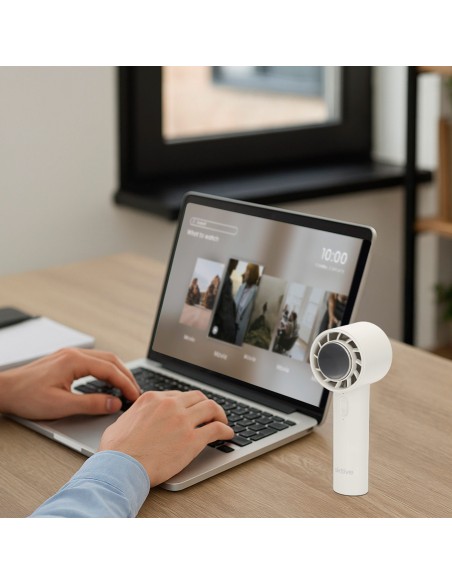 Ventilador portátil recarregável branco 3 velocidades
