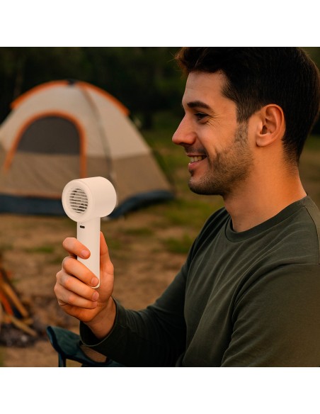 Ventilador portátil recarregável branco 3 velocidades