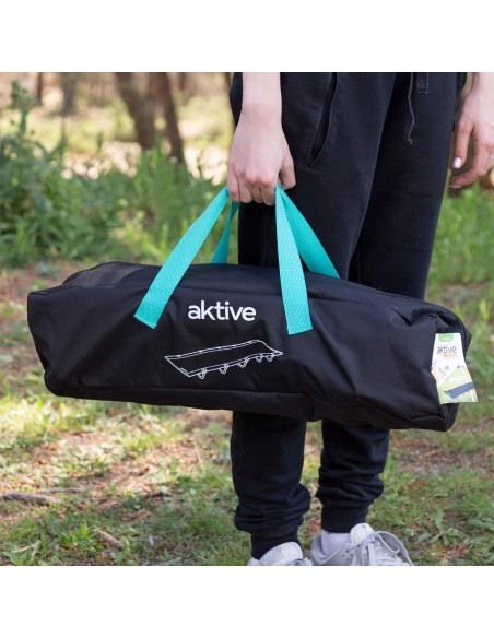 Cama de acampamento dobrável preta com bolsa de transporte