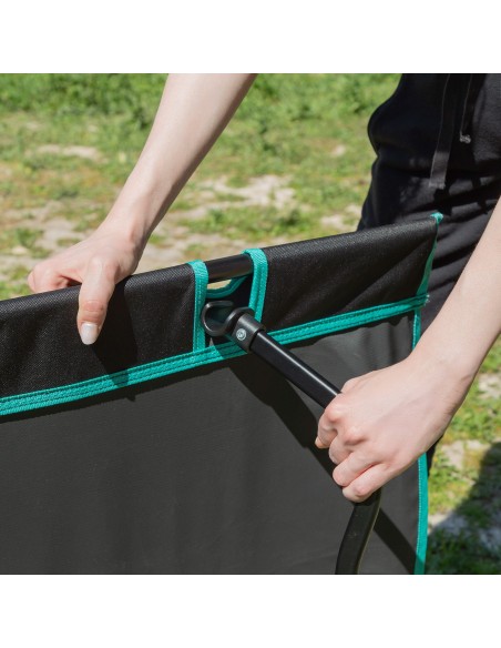 Cama de acampamento dobrável preta com bolsa de transporte
