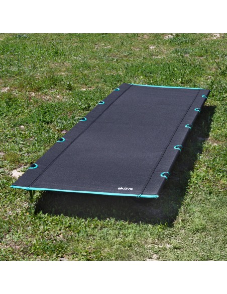Cama de acampamento dobrável preta com bolsa de transporte