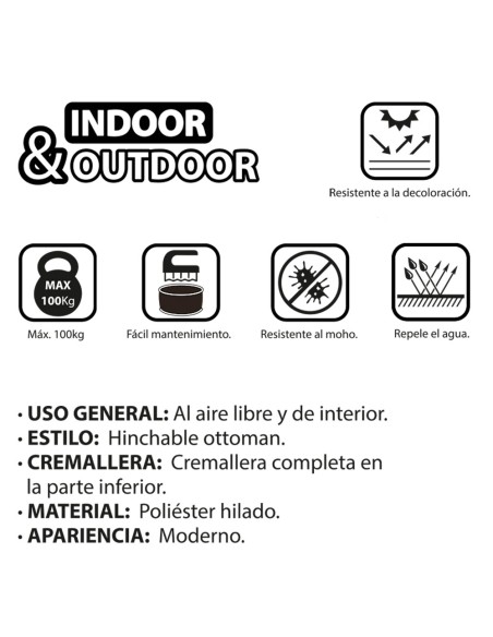 Pufe inflável impermeável colonial vermelho