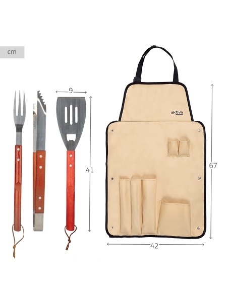 Conjunto de avental com 6 acessórios para churrasco