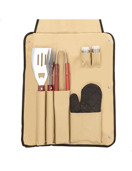 Conjunto de avental com 6 acessórios para churrasco