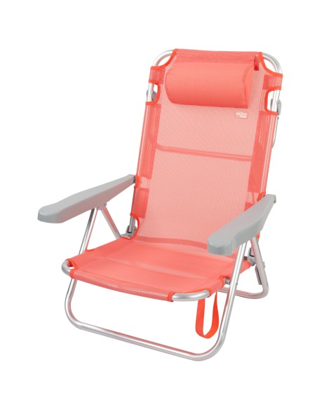Cadeira de praia baixa multiposições 48x45x85 cm coral